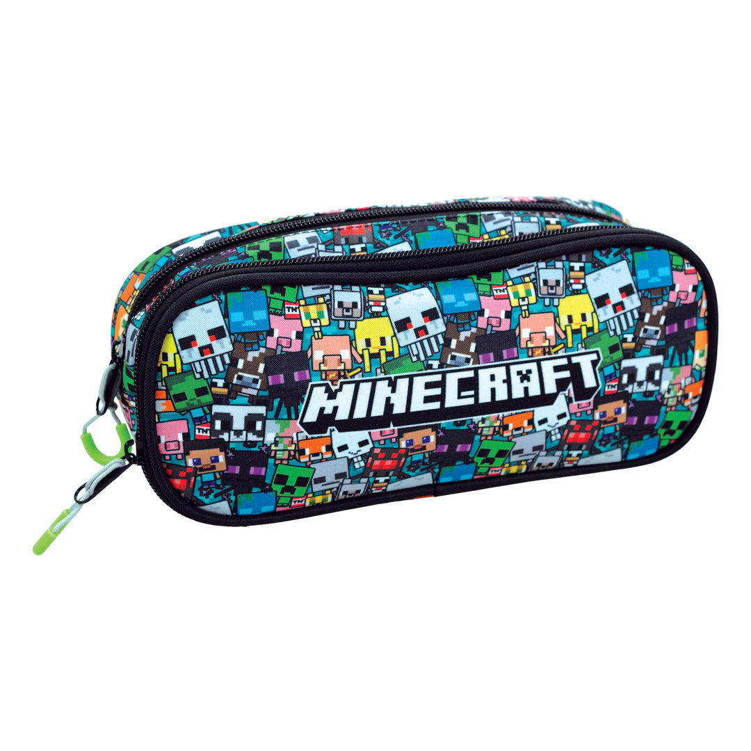MINECRAFT - Pencil Case Oval with 2 Zippers