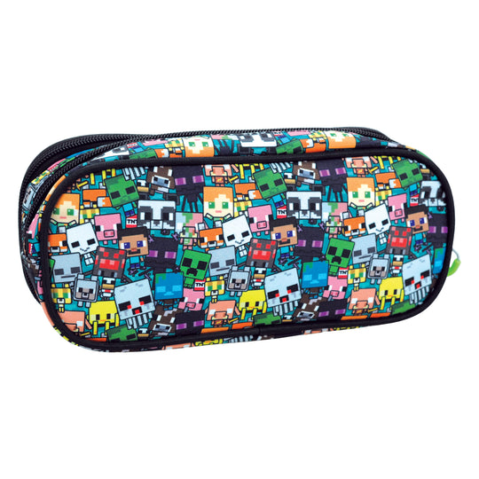 MINECRAFT - Pencil Case Oval with 2 Zippers