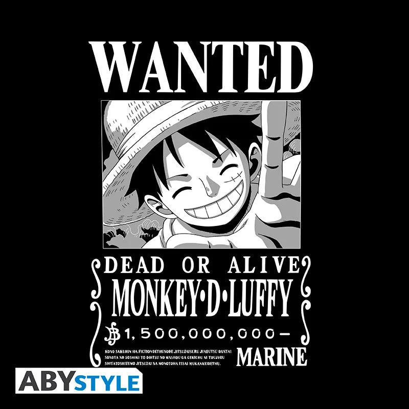ONE PIECE - T-Shirt Wanted Luffy Unisex Black (L)