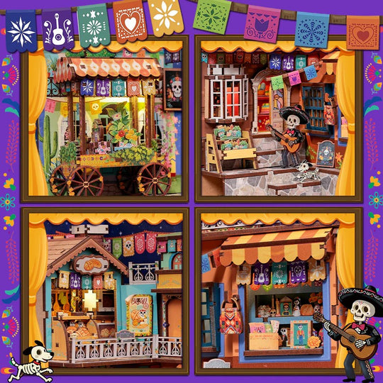 BOOK NOOK KIT - DIY - Plaza de los Muertos- 350pc + LED Light