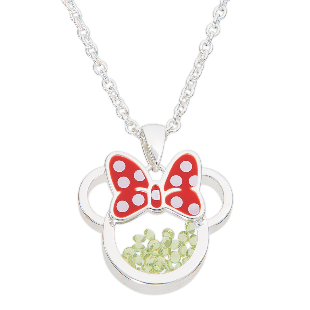MINNIE - Birthstone Floating Stone Necklace in Silver Plated - August