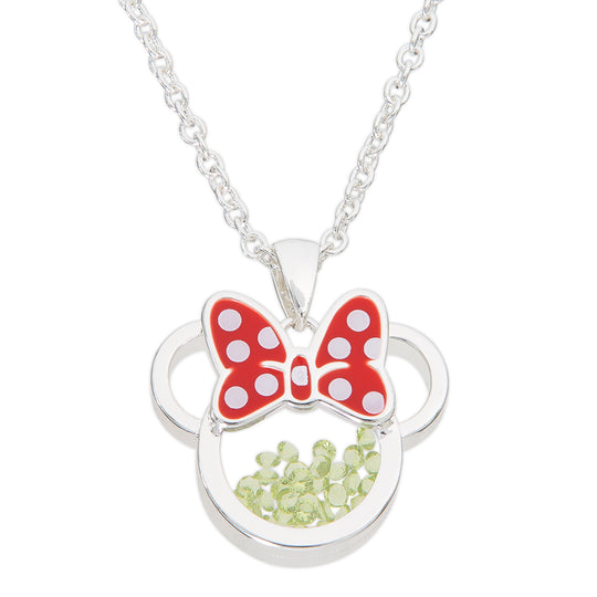 MINNIE - Birthstone Floating Stone Necklace in Silver Plated - August
