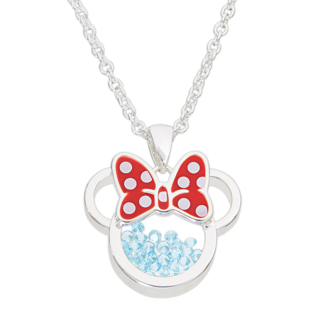 MINNIE - Birthstone Floating Stone Necklace in Silver Plated - March