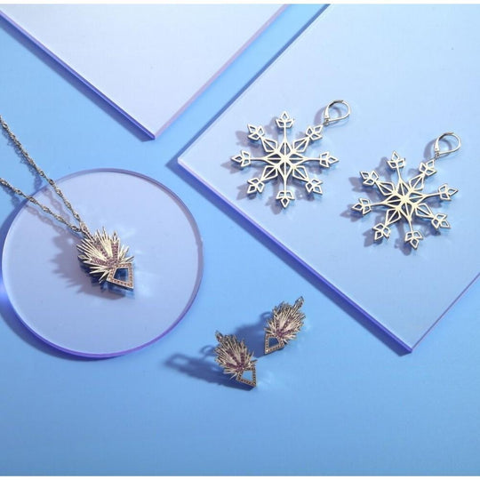 FROZEN 2 - Elsa Ice Crystal Earrings 'White Gold Plated'