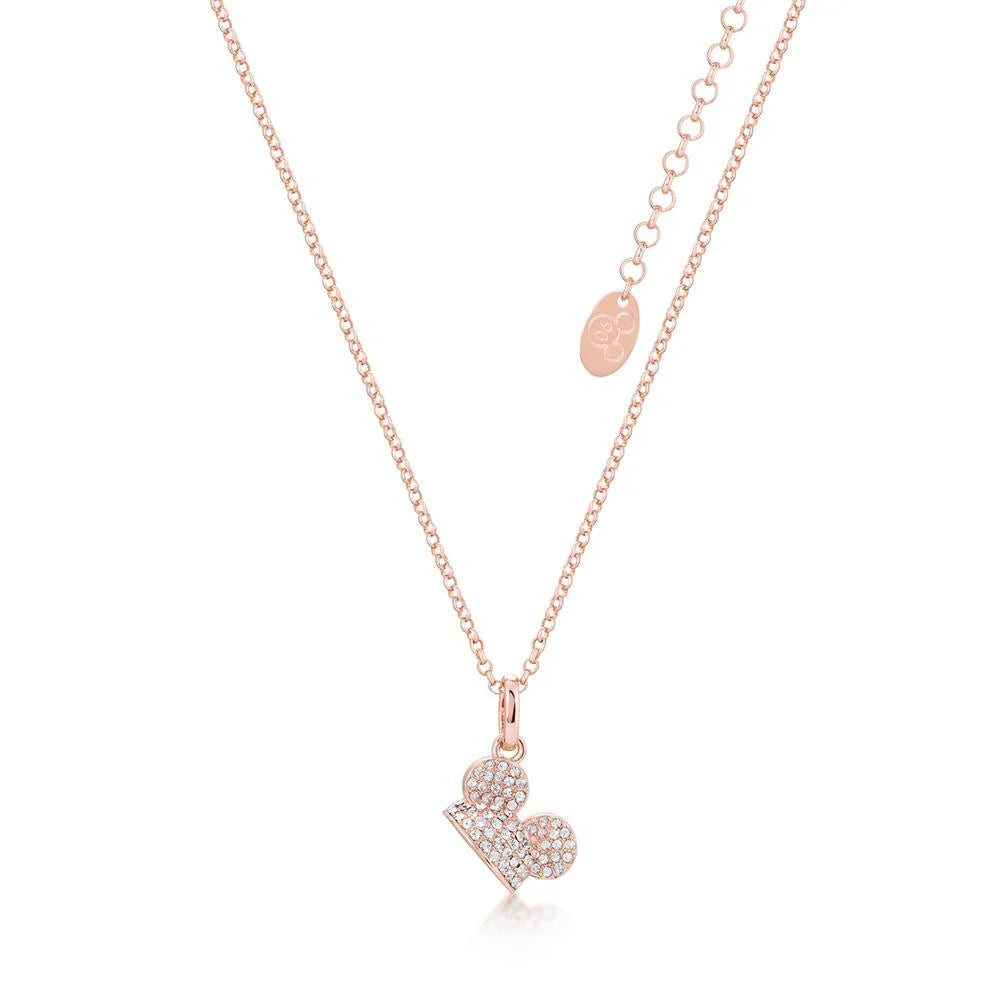 DISNEY MICKEY MOUSE - Ear Hat C.Crystal Necklace 'Rose Gold Plated'