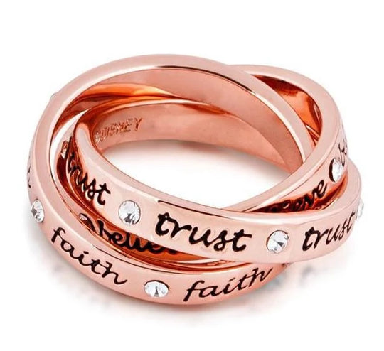 DISNEY TINKER BELL - Interlocking Ring 'Rose Gold Plated' (Size 8)