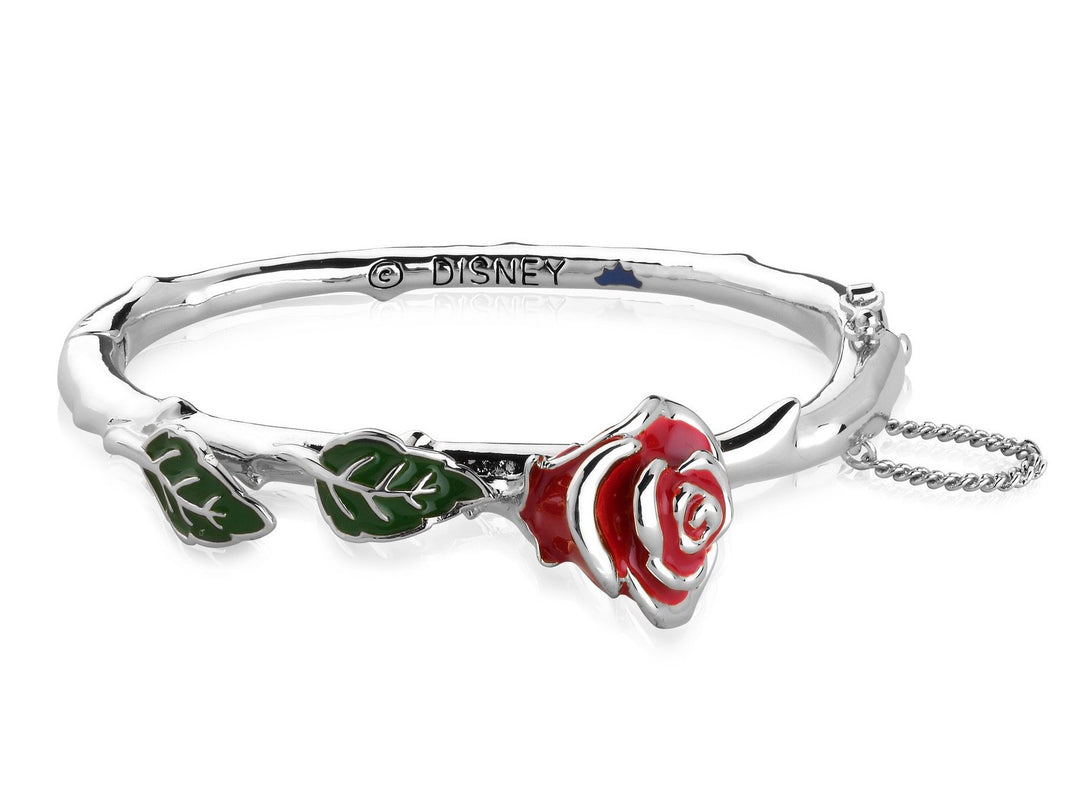 BEAUTY & THE BEAST - Enchanted Rose Bangle  'White Gold Plated'
