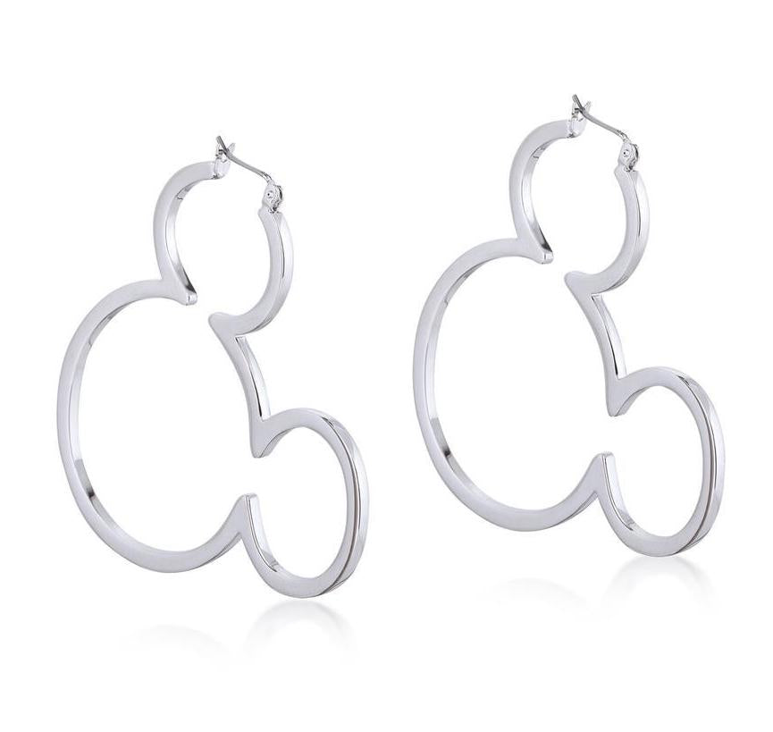 DISNEY MICKEY MOUSE - Outline Hoop Earrings 'White Gold Plated'