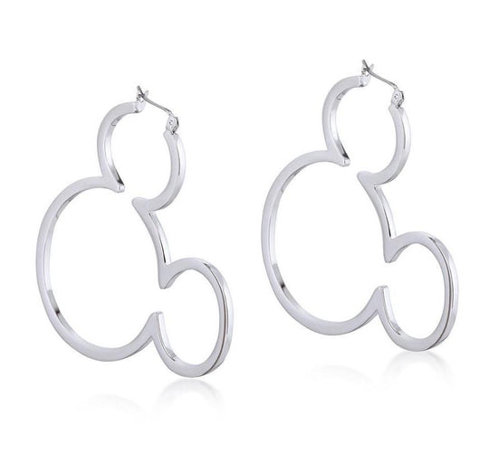 DISNEY MICKEY MOUSE - Outline Hoop Earrings 'White Gold Plated'