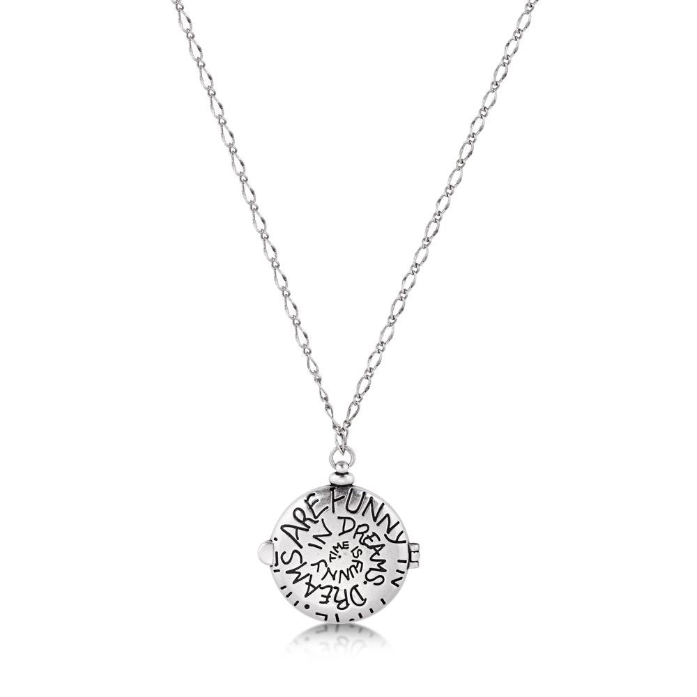 ALICE - Clock Necklace  'White Gold Plated'