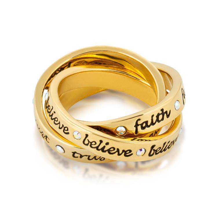 DISNEY TINKER BELL - Interlocking Ring 'Gold Plated' (Size 7)