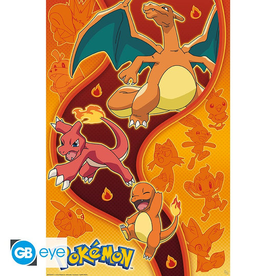 POKEMON - Fire type - Poster 91x61cm