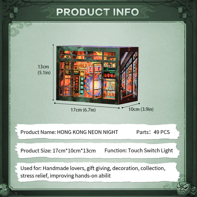 BOOK NOOK KIT - DIY - Hong Kong Neon Light - 49pc + LED Light