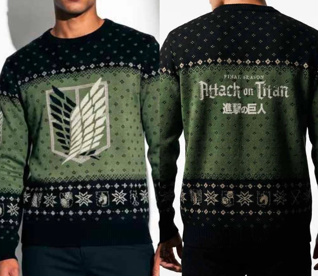 ATTACK ON TITAN - Logo - Men Christmas Sweaters (XXL)
