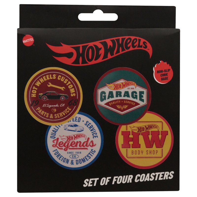 HOT WHEELS - 4 Embossed Metal Coasters