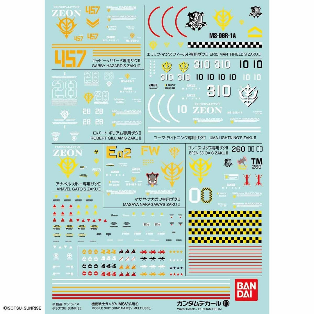 GUNDAM - Decal 110 Mobile Suit Gundam MSV Multiuse 1 - Model Kit