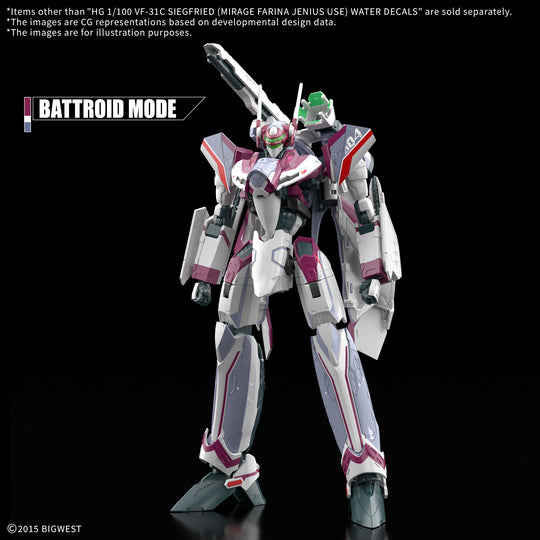 MACROSS - HG 1/100 VF-31C Siegfried (Farina Jenius) Decals - Model Kit