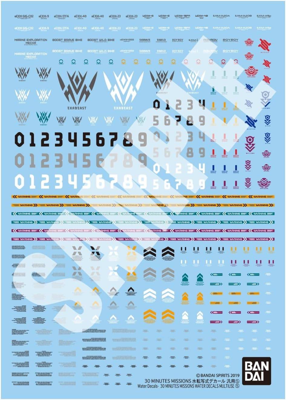 GUNDAM - 30 MINUTES MISSIONS WATER DECALS MULTIUSE - Model Kit