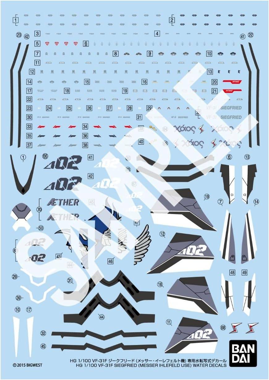 MACROSS- HG 1/100 VF-31F SIEGFRIED WATER DECALS - Model Kit