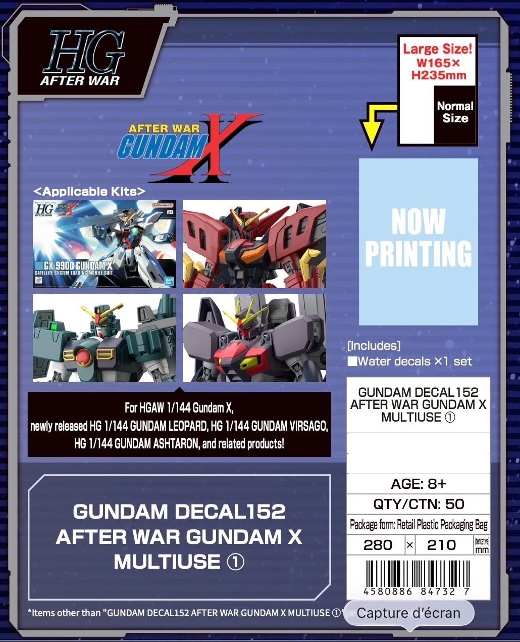 GUNDAM - Decal 152 After War Gundam X Mutiuse 1 - Model Kit