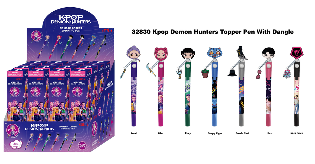K-POP DEMON HUNTERS - 3D Head Topper Spinning Pen (Display of 16 pcs)