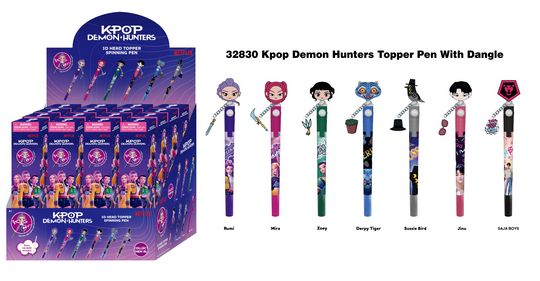 K-POP DEMON HUNTERS - 3D Head Topper Spinning Pen (Display of 16 pcs)