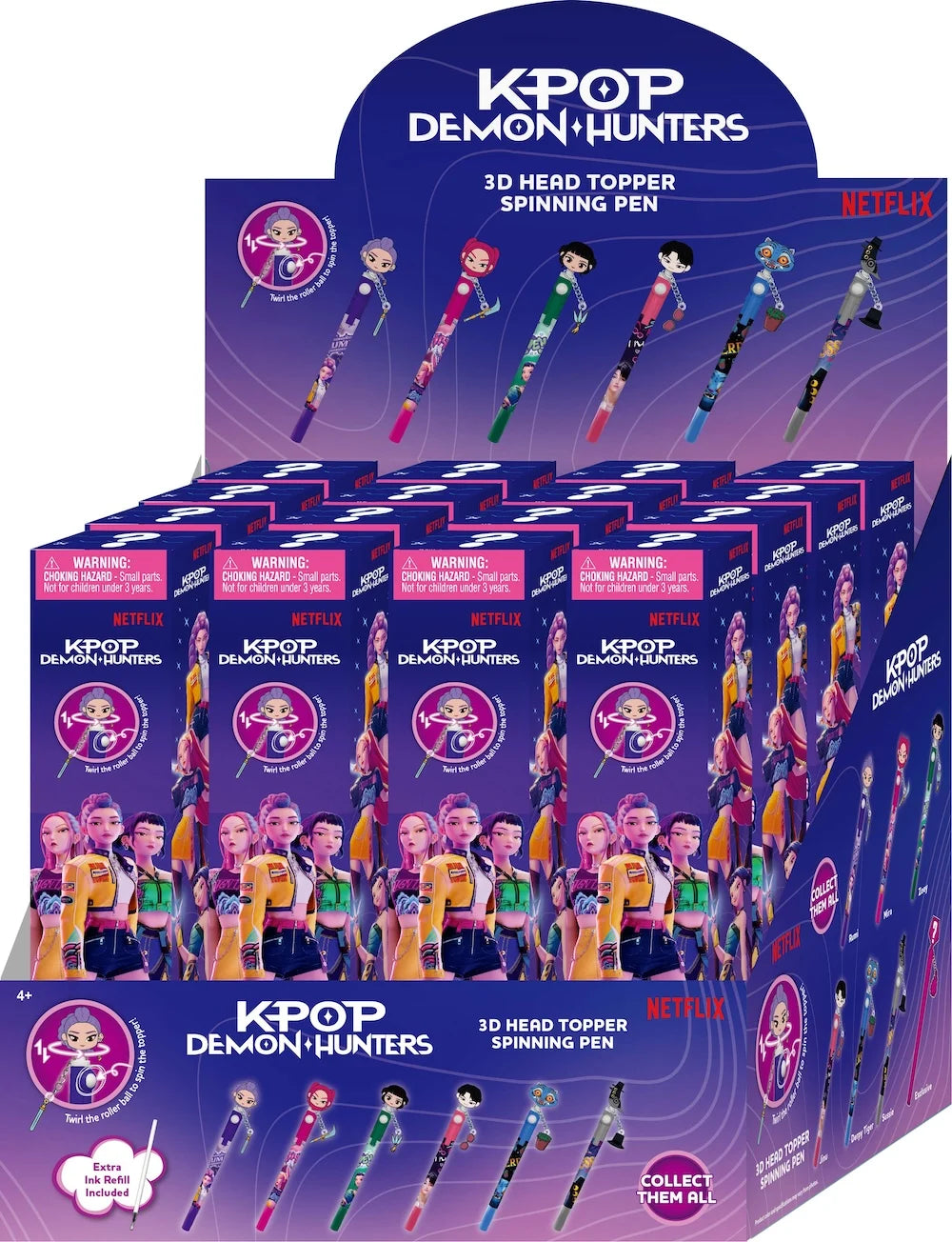 K-POP DEMON HUNTERS - 3D Head Topper Spinning Pen (Display of 16 pcs)