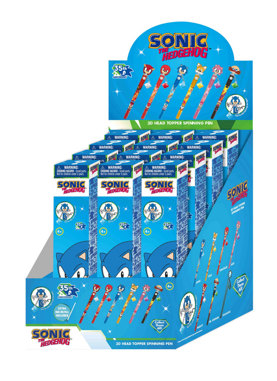 SONIC - 3D Head Topper Spinning Pen (Display of 12 pcs)
