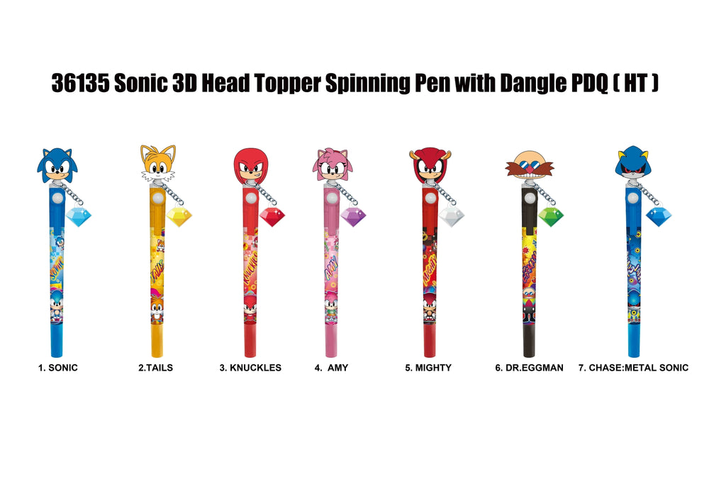 SONIC - 3D Head Topper Spinning Pen (Display of 12 pcs)