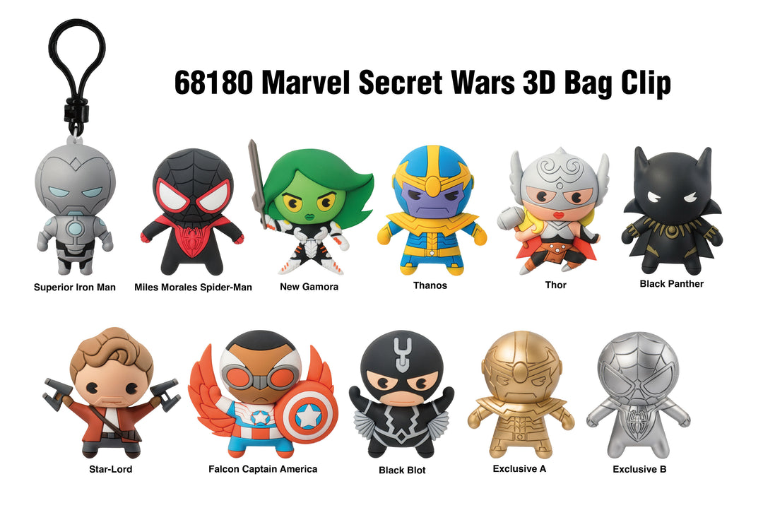 MARVEL SECRET WARS - Series 1 - 3D Foam Bag Clip (Display 24 Pcs)