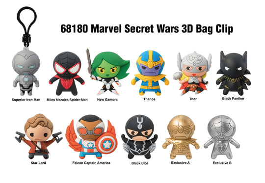 MARVEL SECRET WARS - Series 1 - 3D Foam Bag Clip (Display 24 Pcs)