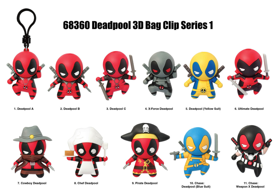 MARVEL - Deadpool Series 1 - 3D Foam Bag Clip (Display 24 Pcs)