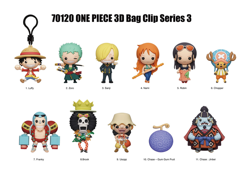ONE PIECE - Series 3 - 3D Foam Bag Clip (Display 24 Pcs)