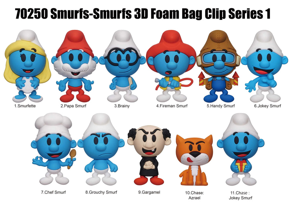 THE SMURFS - Series 1 - 3D Foam Bag Clip (Display 24 Pcs)