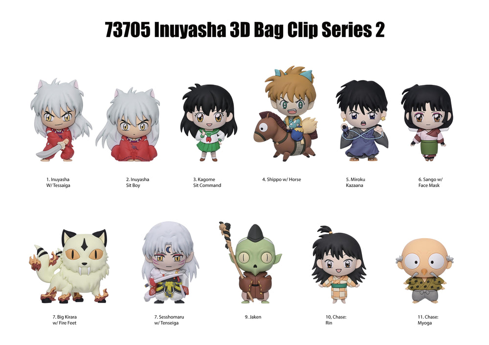 INUYASHA (25TH ANNIV.) - Series 2 - 3D Foam Bag Clip (Display 24 Pcs)