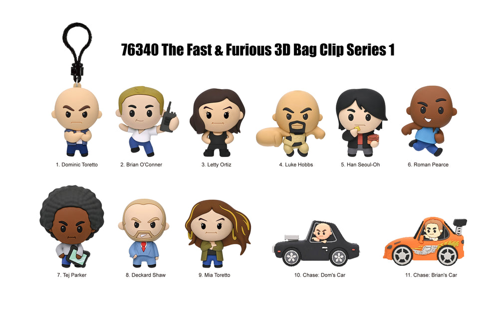 FAST & FURIOUS 25TH AN. - Series 1 - 3D Foam Bag Clip (Display 24 Pcs)