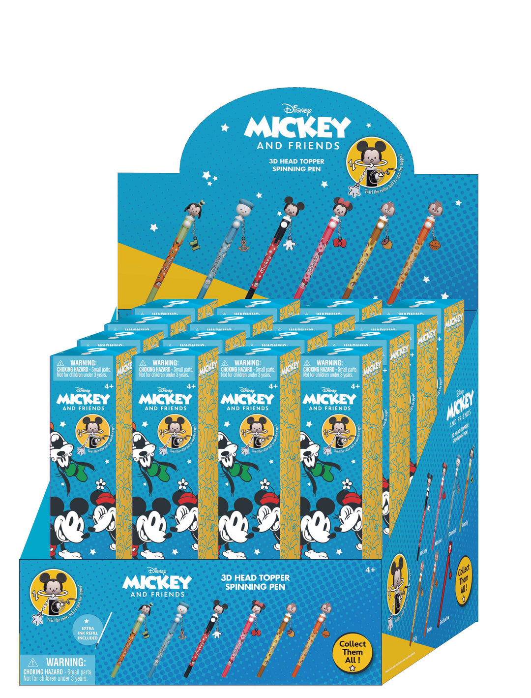 MICKEY AND FRIENDS -3D Head Topper Spinning Pen (Display of 16 pieces)