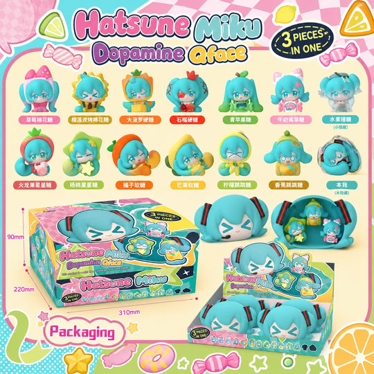 HATSUNE MIKU - Dopamine Qface - Blind Box 4 Set of 3 Figure