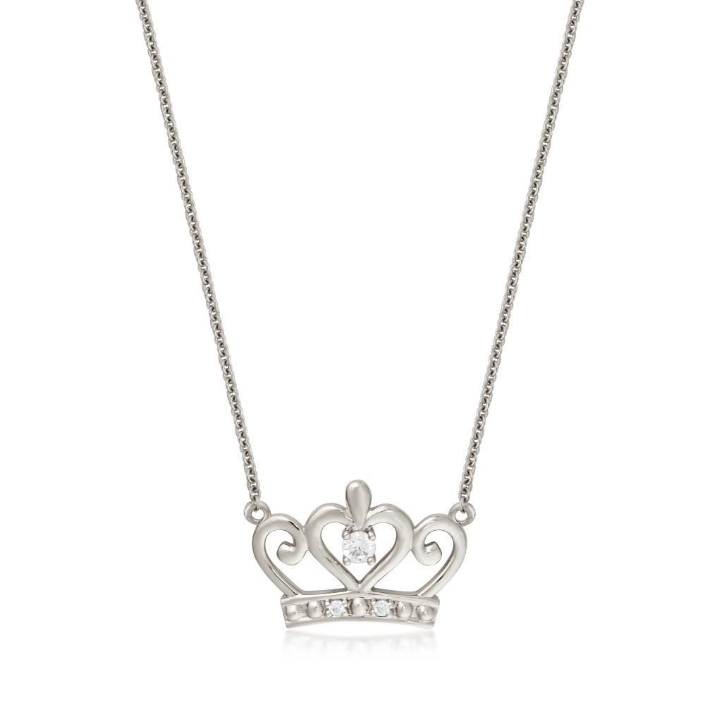 DISNEY METAL PRECIOUS - Princess Crown Necklace 'Sterling Silver'