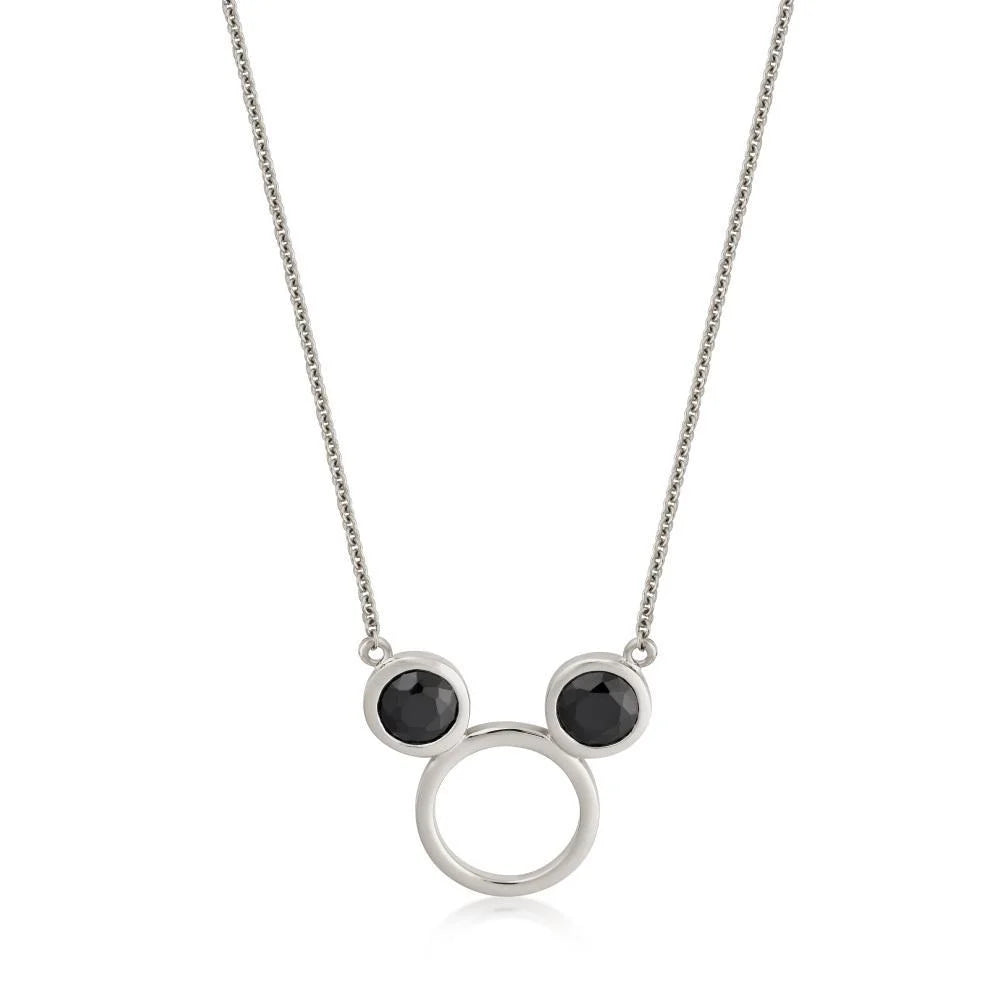 DISNEY METAL PRECIOUS - Black CZ Mickey Necklace 'Sterling Silver'