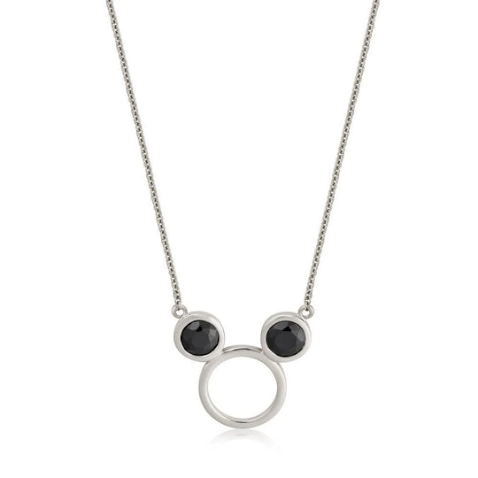 DISNEY METAL PRECIOUS - Black CZ Mickey Necklace 'Sterling Silver'