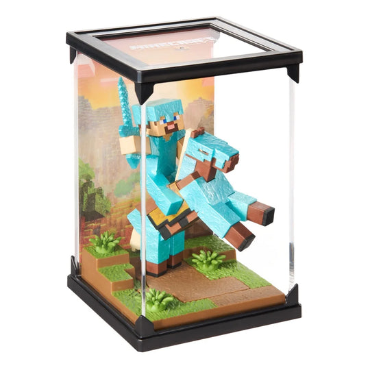 MINECRAFT -Steve "Armure en diamant" & Cheval -Fig. Diorama 17x10x10cm