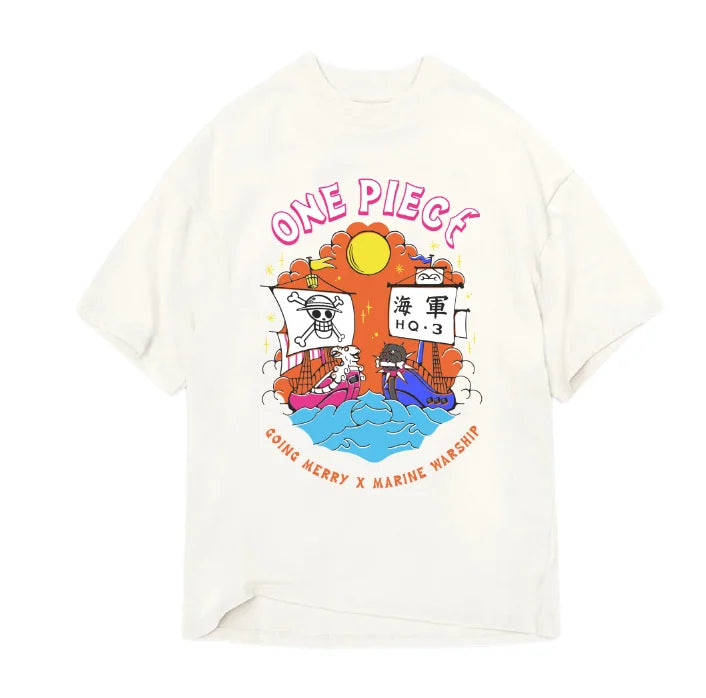 ONE PIECE - Going Merry X Marine Warship - T-Shirt Men (XL)