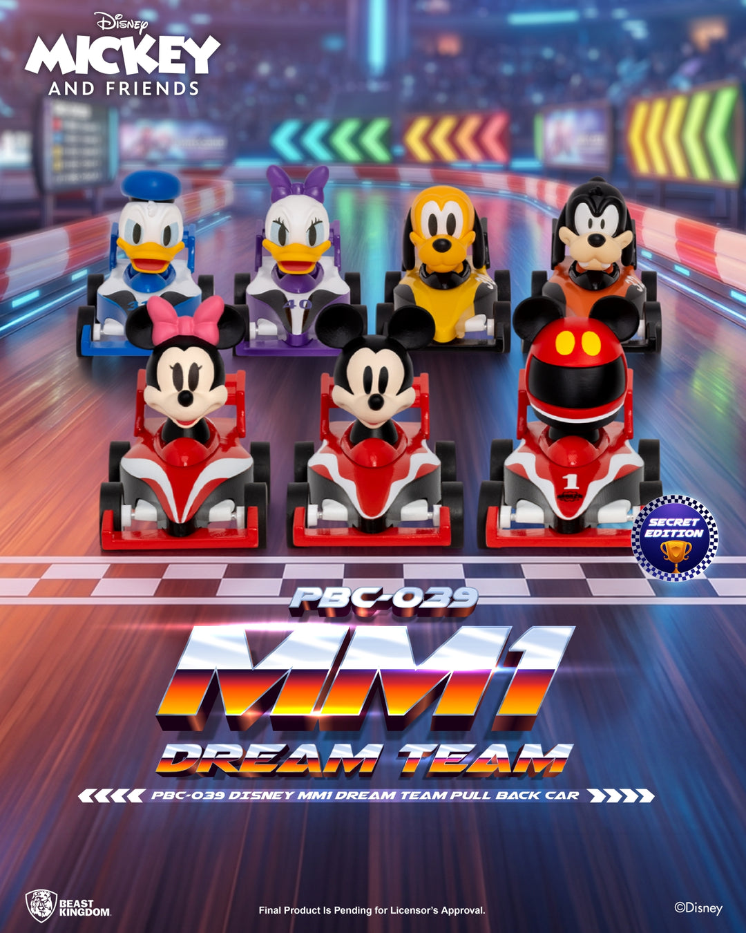 DISNEY - MM1 Dream Teal Pull Black Car - Set 6 Figure Blind Box 5cm