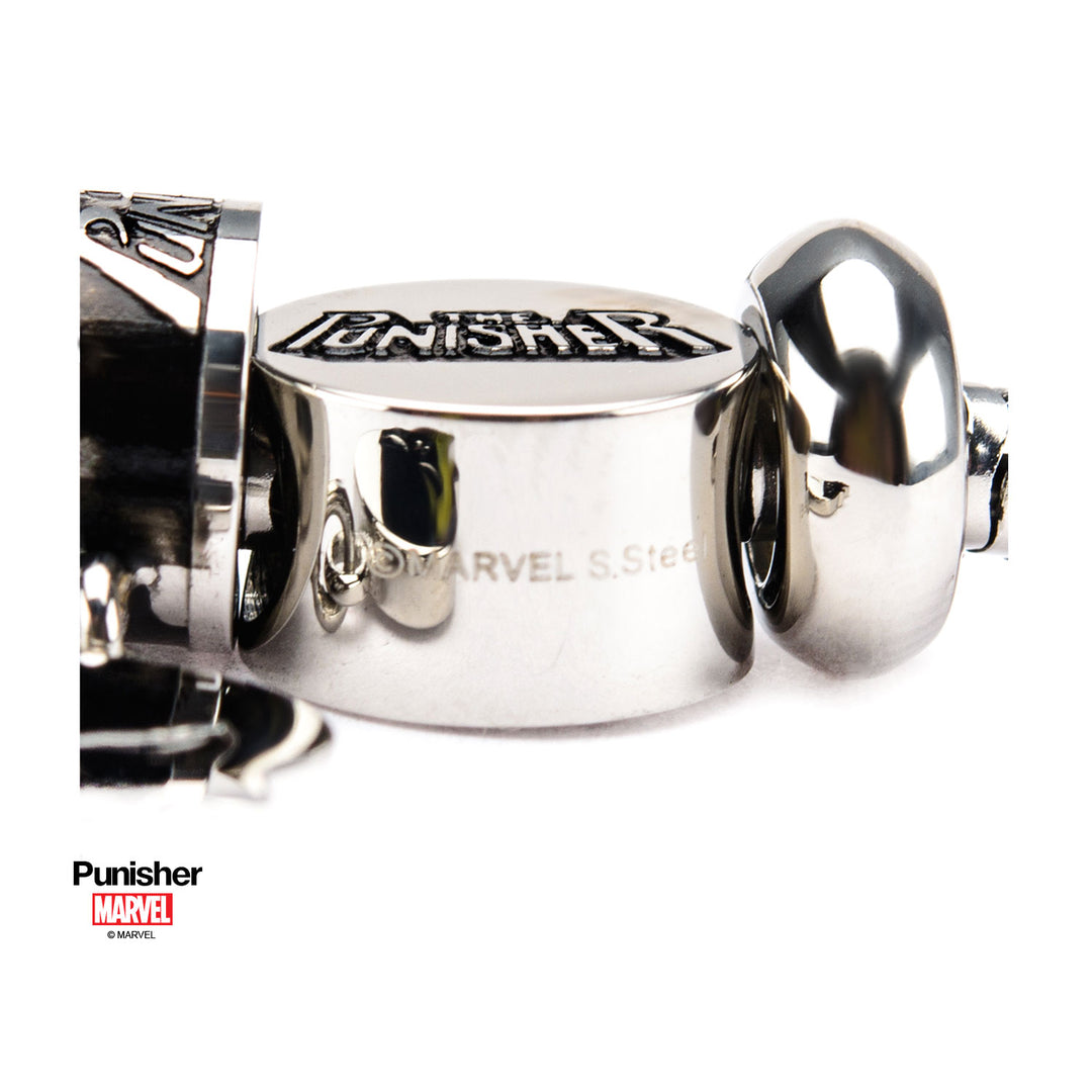 MARVEL - Women's Stainless Steel Punisher Bead Charm Bracelet Set