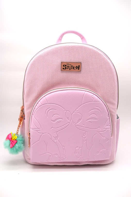 STITCH & ANGEL - Fashion Duo Pink Corduroy BackPack - '32x25x14cm'
