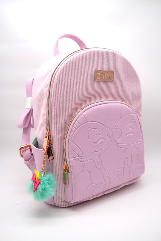 STITCH & ANGEL - Fashion Duo Pink Corduroy BackPack - '32x25x14cm'