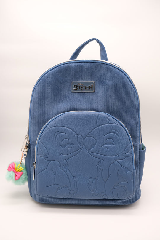 STITCH & ANGEL - Fashion Duo Blue Corduroy BackPack - '28x22x11cm'