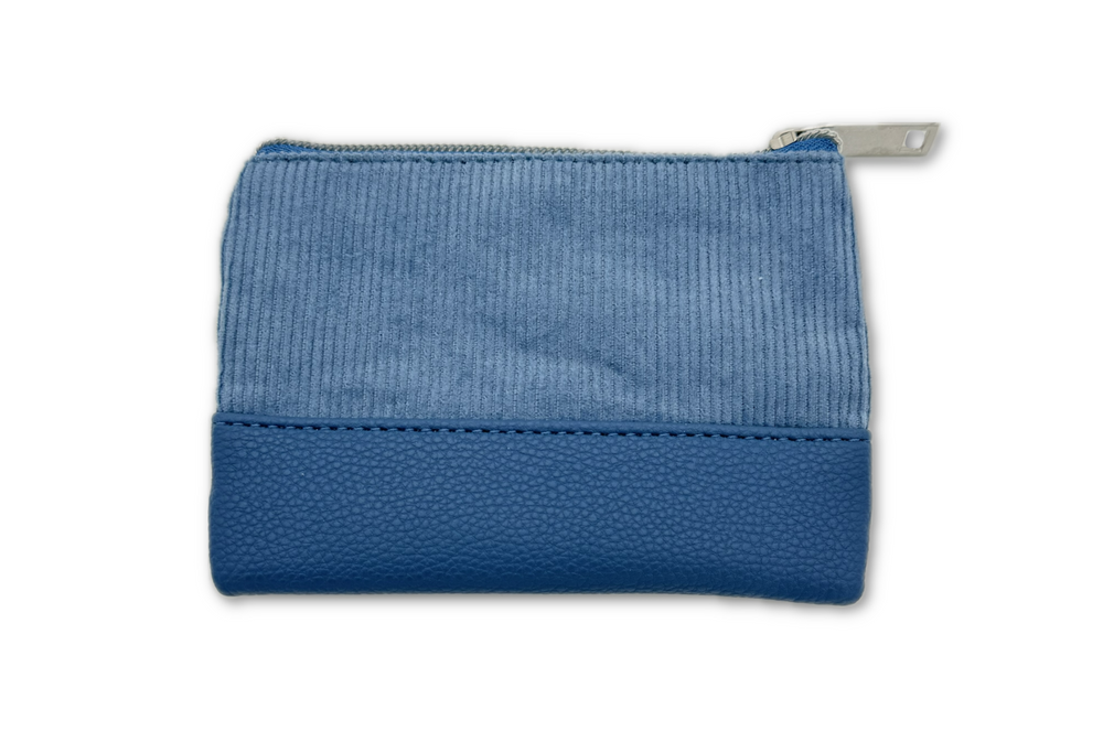 STITCH & ANGEL - Blue Corduroy Fashion Duo Pouch Wallet - '14x10x1cm'