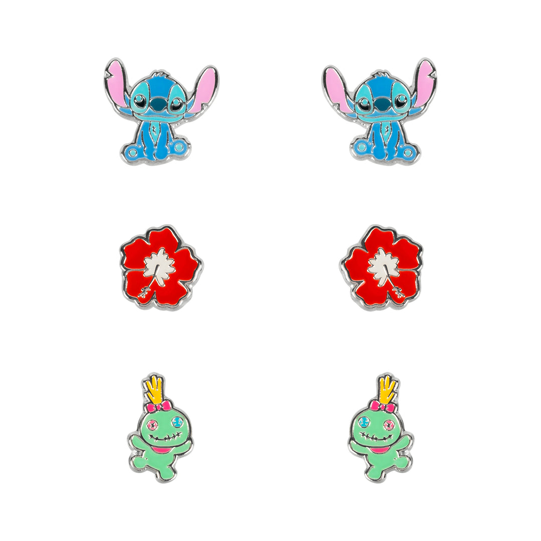 STITCH - 3 Pairs of Studs Earrings - Plated Brass